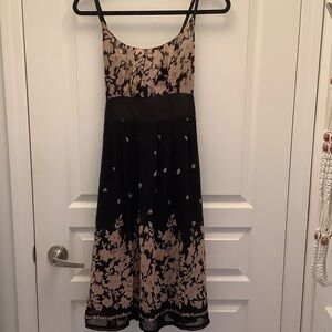Black and Beige Floral Slip Dress